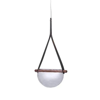 Modern amber & gray handmade leather glass pendant lamp bedroom