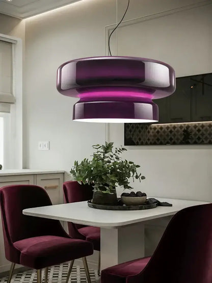 Modern amber green glass pendant light dining room tiered decor