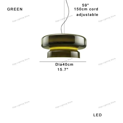 Modern amber green glass pendant light dining room tiered decor