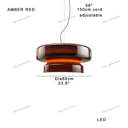Modern amber green glass pendant light dining room tiered decor