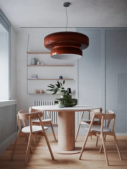 Modern amber green glass pendant light dining room tiered decor