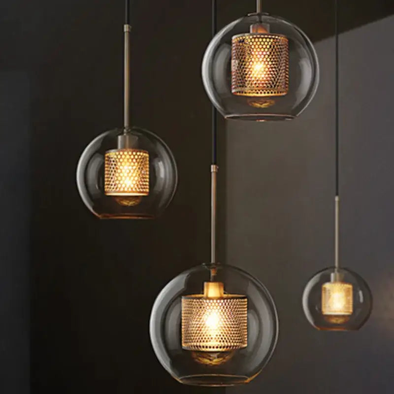 Modern amber honeycomb decorbites glass ball pendant light kitchen