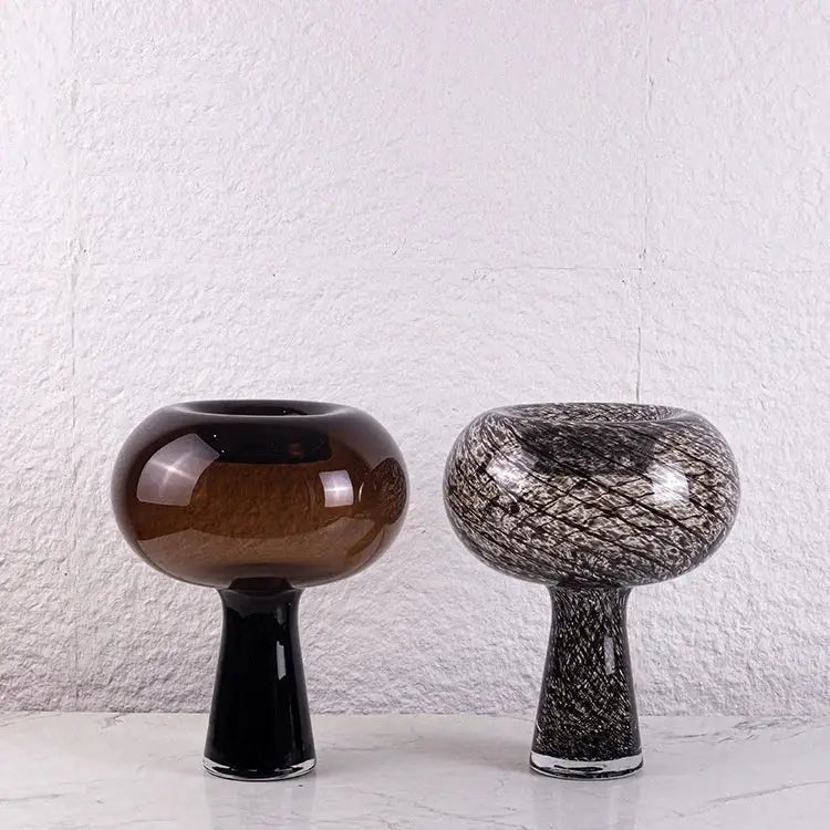 Modern amber & marble geometric glass vase flower arranger living room
