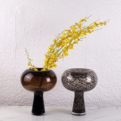 Modern amber & marble geometric glass vase flower arranger living room