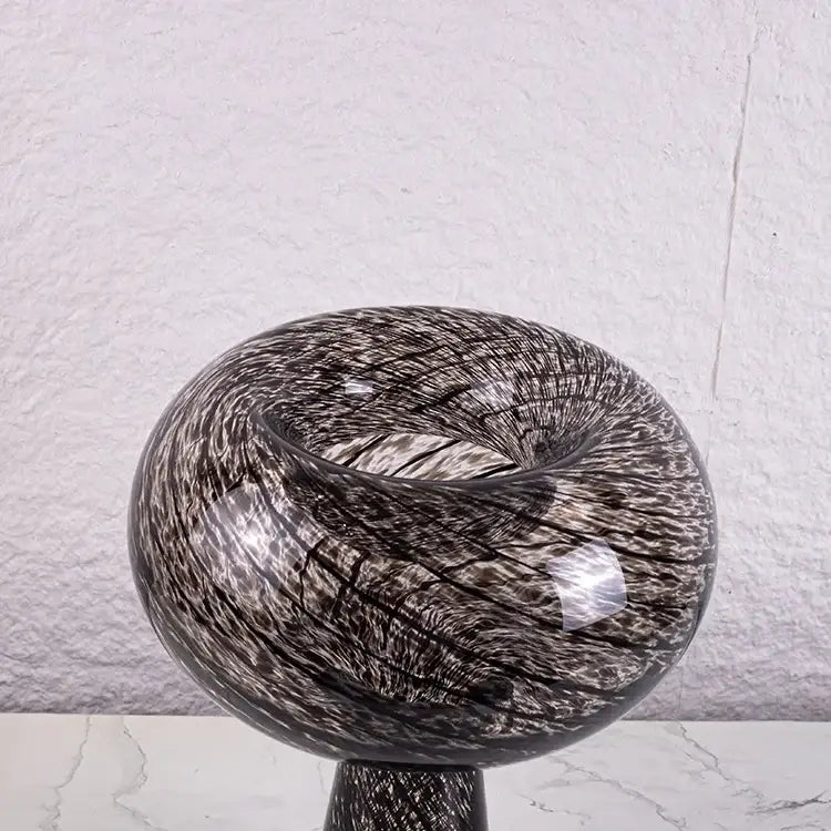 Modern amber & marble geometric glass vase flower arranger living room