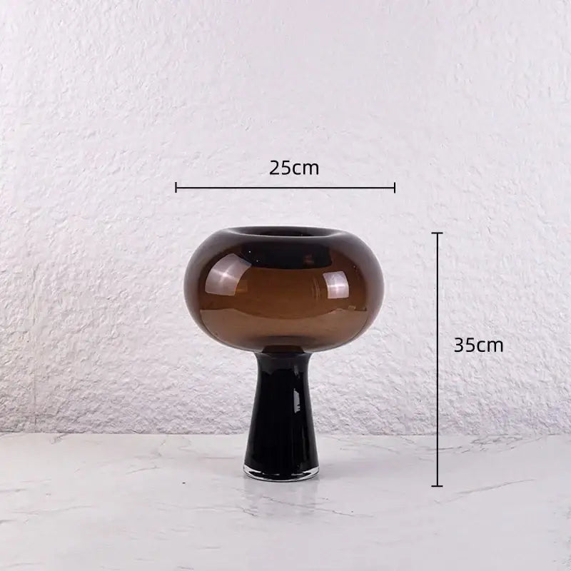 Modern amber & marble geometric glass vase flower arranger living room