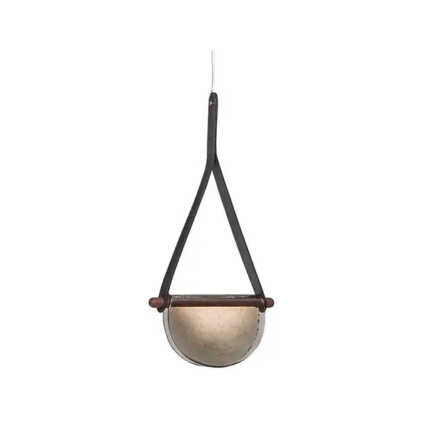 Modern amber & matte gray handmade glass pendant lamp bedroom light
