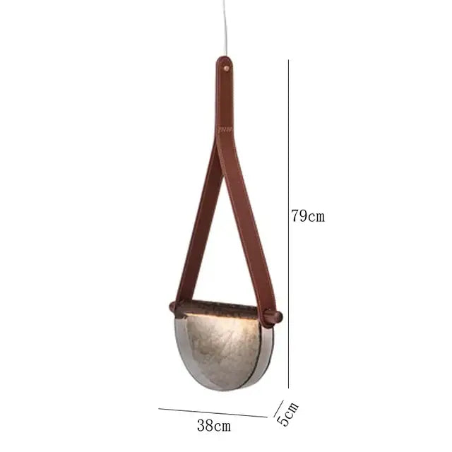 Modern amber & matte gray handmade glass pendant lamp bedroom light