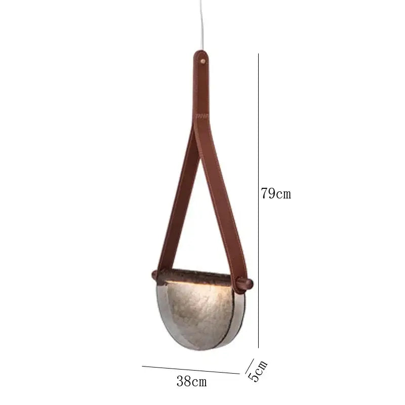 Modern amber & matte gray handmade glass pendant lamp bedroom light