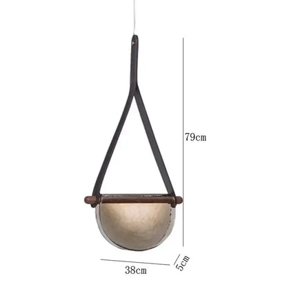 Modern amber & matte gray handmade glass pendant lamp bedroom light