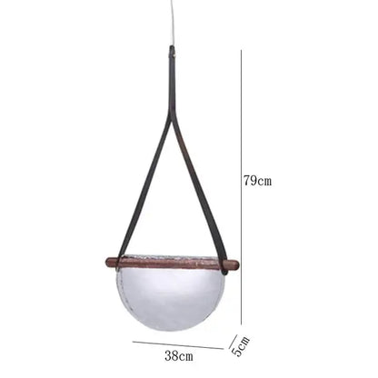 Modern amber & matte gray handmade glass pendant lamp bedroom light