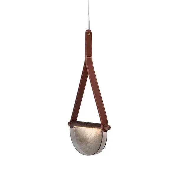 Modern amber & matte gray handmade glass pendant lamp bedroom light