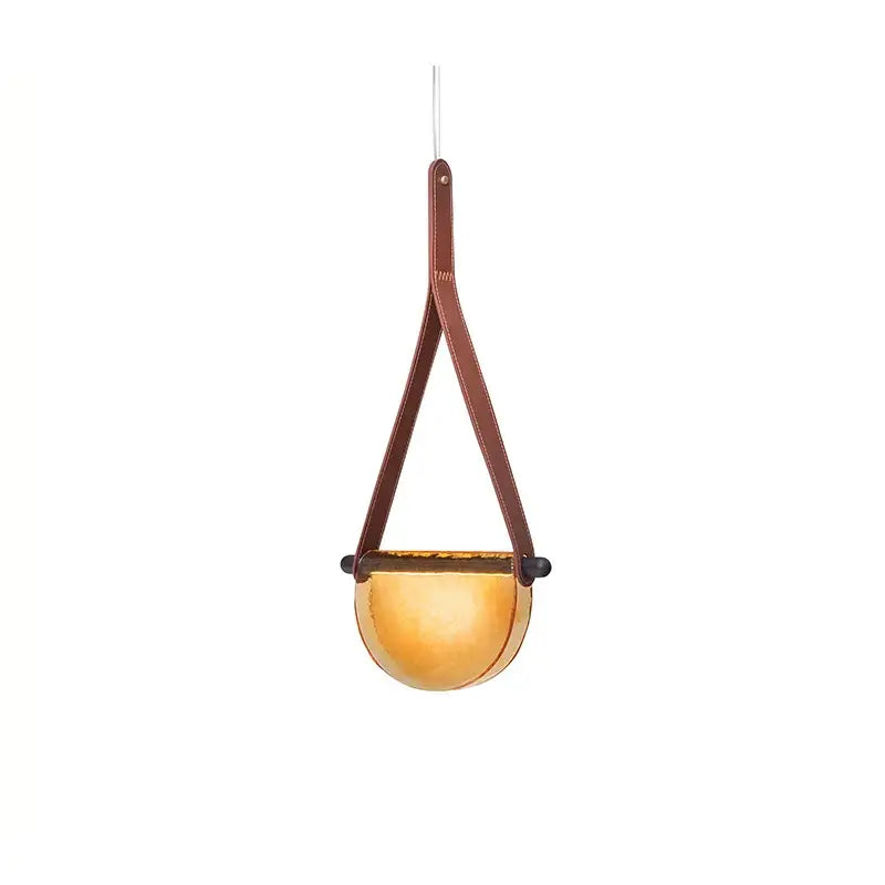 Modern amber & matte gray handmade glass pendant lamp bedroom light