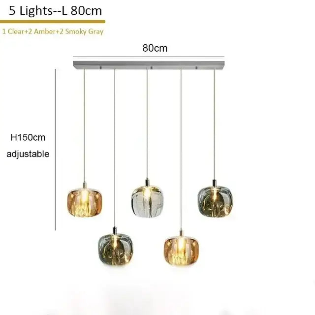 Modern amber & smoke crystal staircase chandelier for living room