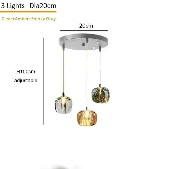 Modern amber & smoke crystal staircase chandelier for living room