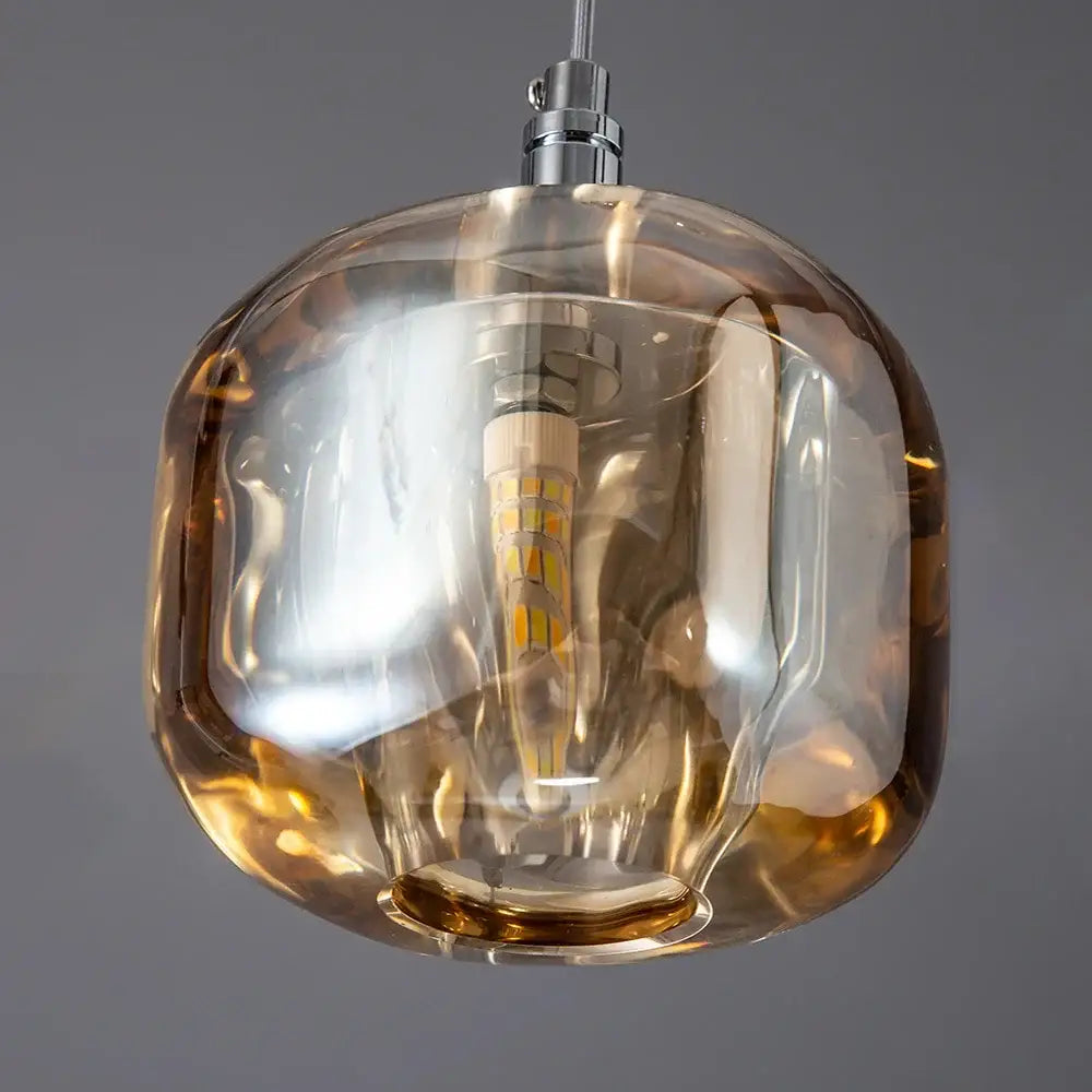 Modern amber & smoke crystal staircase chandelier for living room