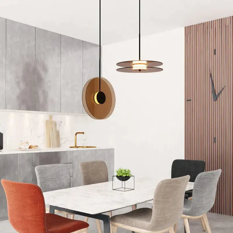 Modern amber smoke gray glass pendant lamp dining room
