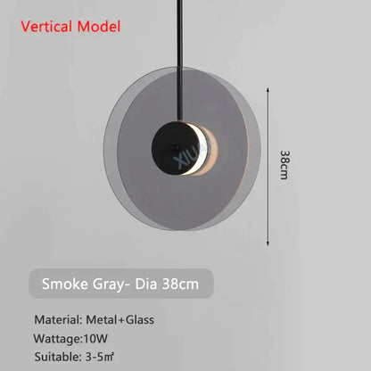 Modern amber smoke gray glass pendant lamp dining room