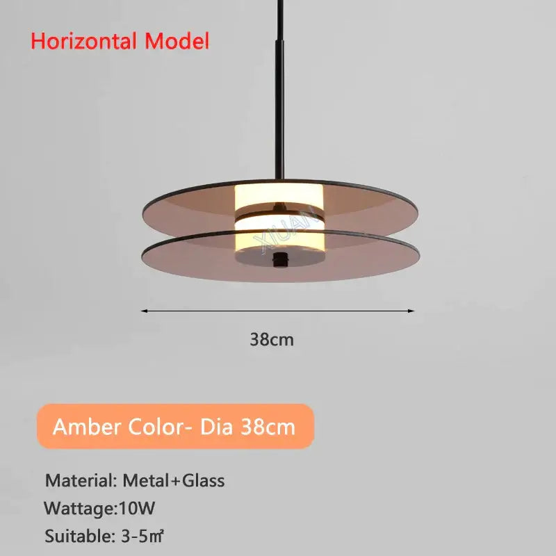 Modern amber smoke gray glass pendant lamp dining room