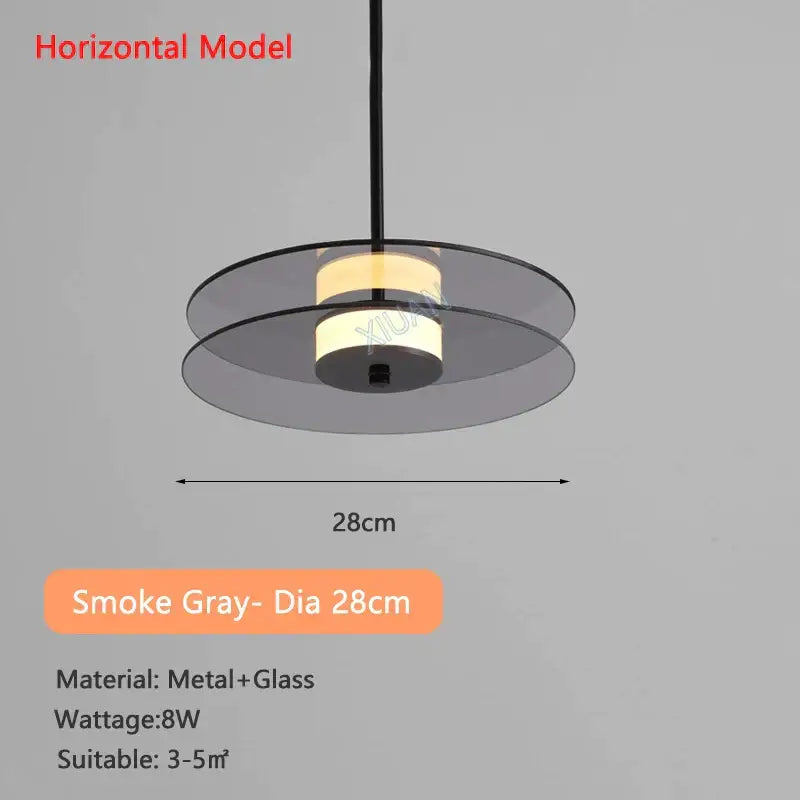 Modern amber smoke gray glass pendant lamp dining room