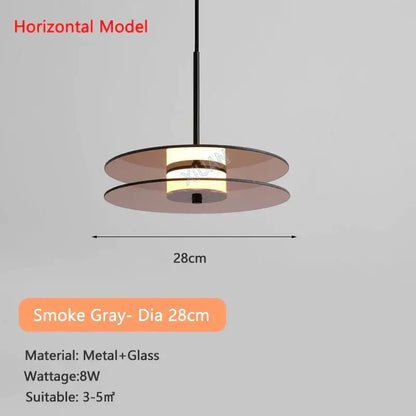 Modern amber smoke gray glass pendant lamp dining room