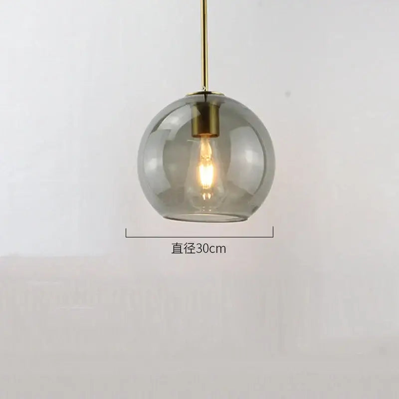 Modern amber smoked gray and clear glass ball led pendant lights dining room