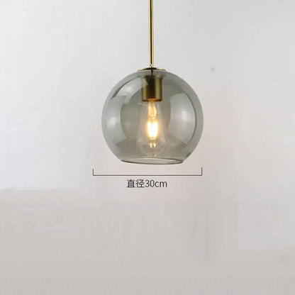 Modern amber smoked gray and clear glass ball led pendant lights dining room