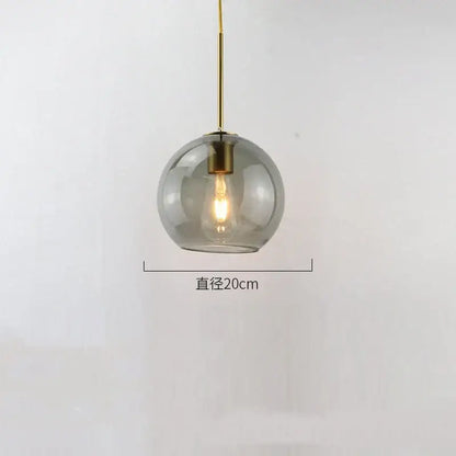 Modern amber smoked gray and clear glass ball led pendant lights dining room