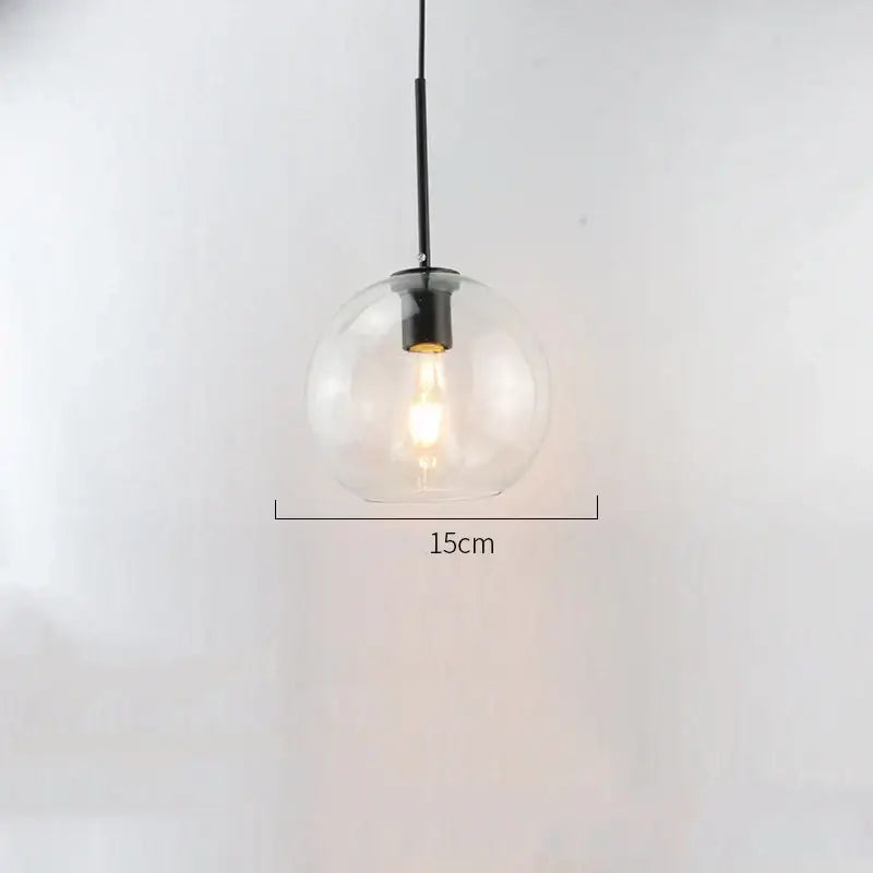 Modern amber smoked gray and clear glass ball led pendant lights dining room
