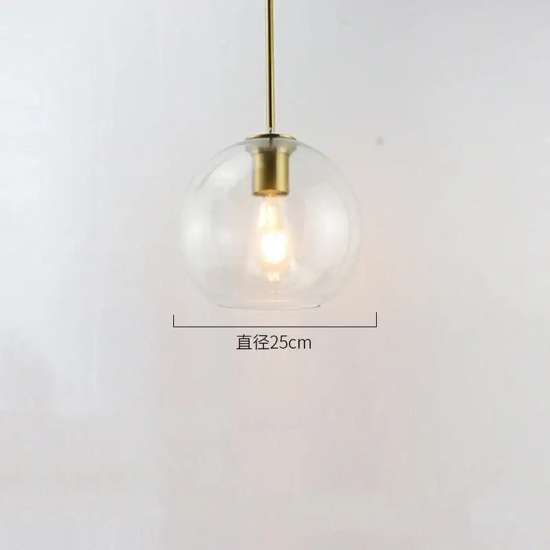 Modern amber smoked gray and clear glass ball led pendant lights dining room