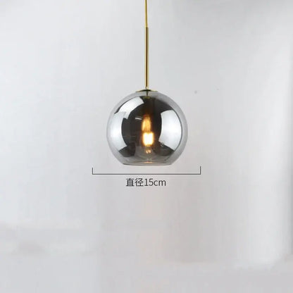 Modern amber smoked gray and clear glass ball led pendant lights dining room