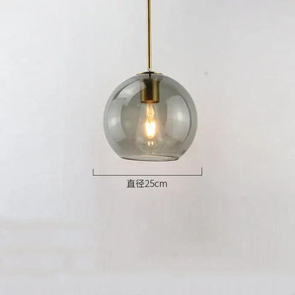Modern amber smoked gray and clear glass ball led pendant lights dining room