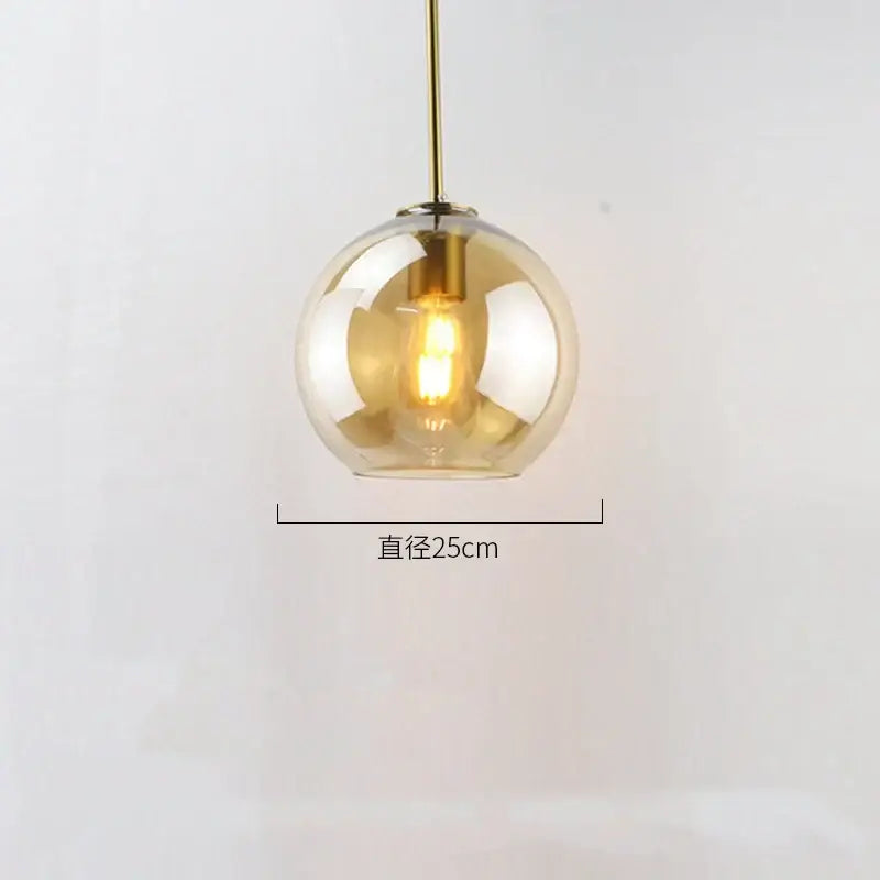 Modern amber smoked gray and clear glass ball led pendant lights dining room
