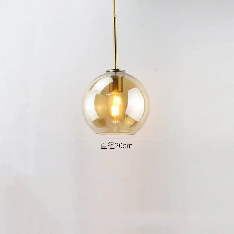 Modern amber smoked gray and clear glass ball led pendant lights dining room