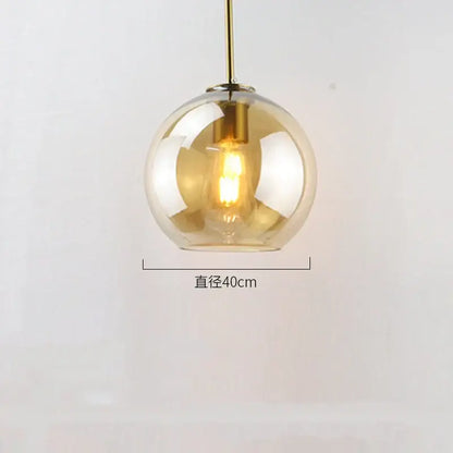 Modern amber smoked gray and clear glass ball led pendant lights dining room