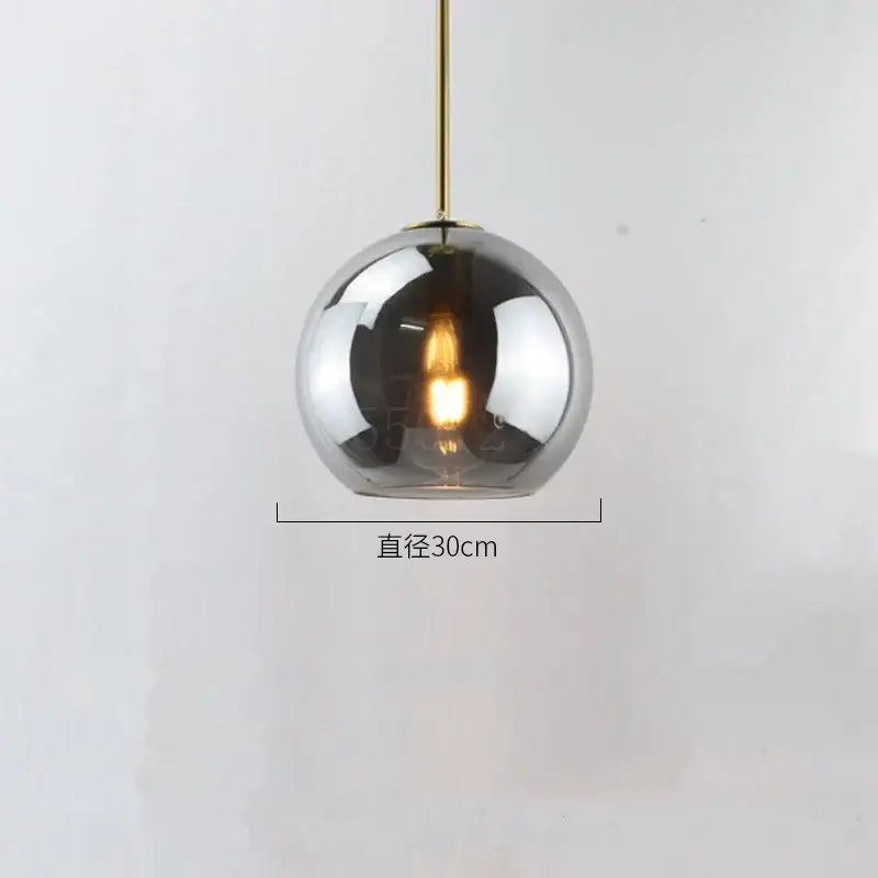 Modern amber smoked gray and clear glass ball led pendant lights dining room