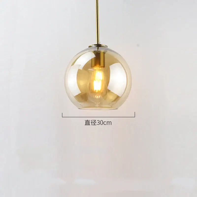Modern amber smoked gray and clear glass ball led pendant lights dining room