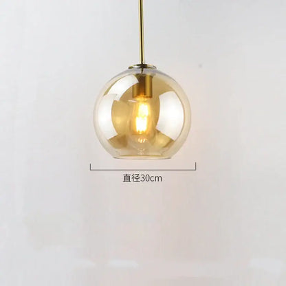 Modern amber smoked gray and clear glass ball led pendant lights dining room