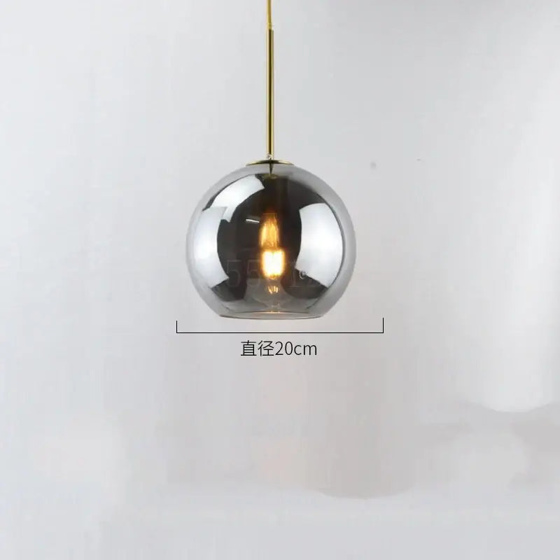 Modern amber smoked gray and clear glass ball led pendant lights dining room