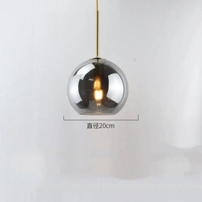 Modern amber smoked gray and clear glass ball led pendant lights dining room