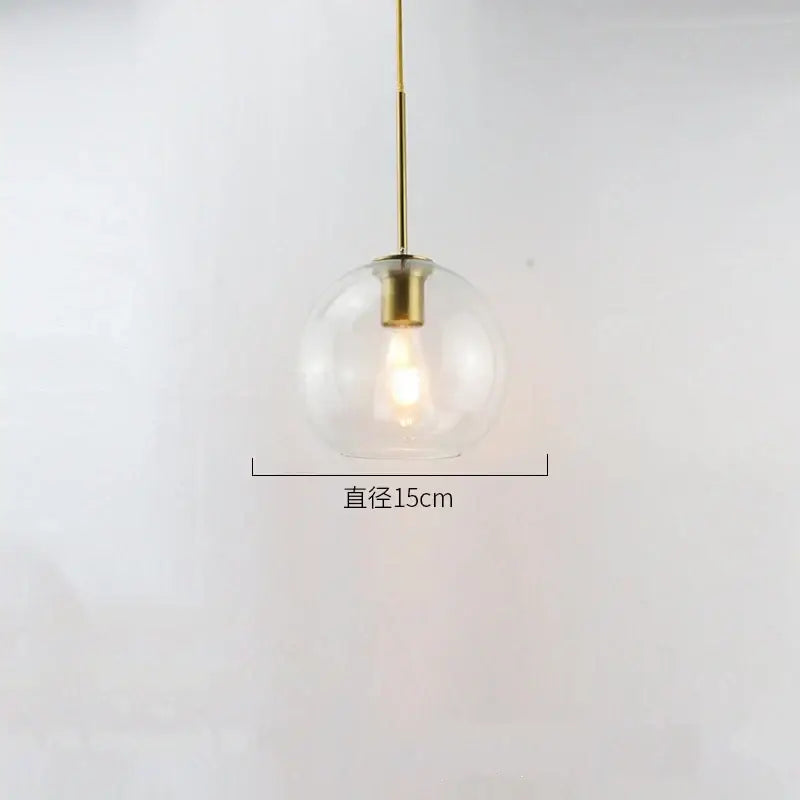 Modern amber smoked gray and clear glass ball led pendant lights dining room
