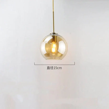 Modern amber smoked gray and clear glass ball led pendant lights dining room