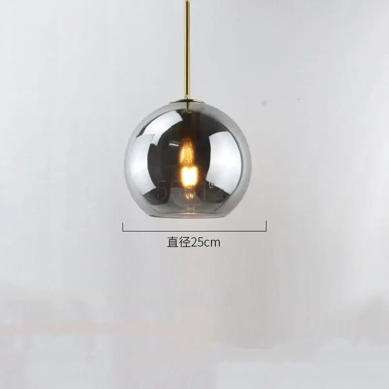 Modern amber smoked gray and clear glass ball led pendant lights dining room