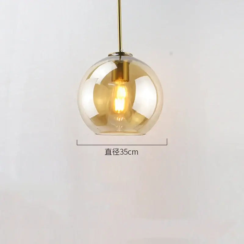 Modern amber smoked gray and clear glass ball led pendant lights dining room