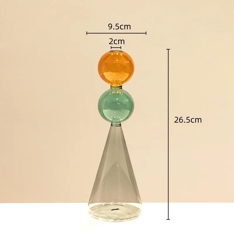 Modern amber & teal double glazing stained glass vase living room decor