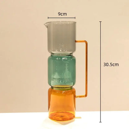 Modern amber & teal double glazing stained glass vase living room decor