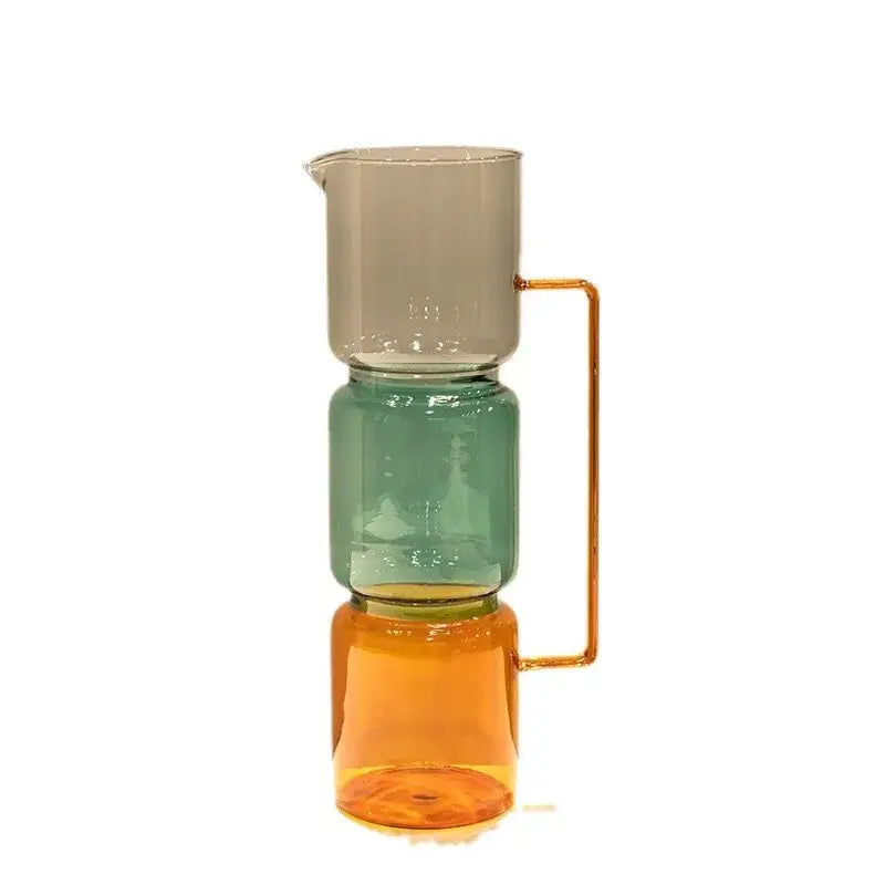 Modern amber & teal double glazing stained glass vase living room decor