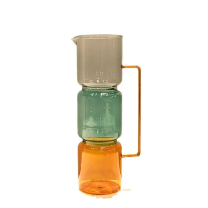 Modern amber & teal double glazing stained glass vase living room decor