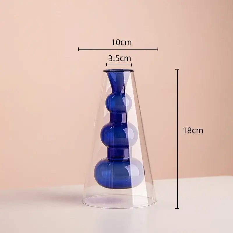 Modern amber & teal double glazing stained glass vase living room decor