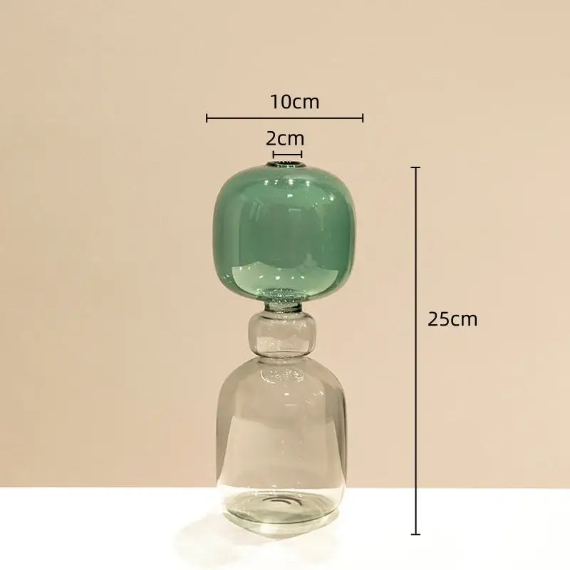Modern amber & teal double glazing stained glass vase living room decor